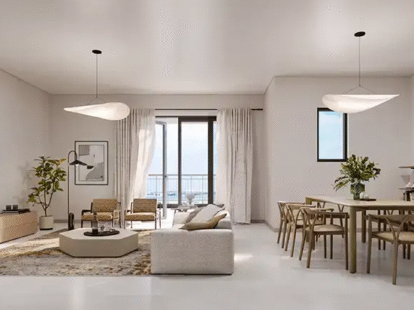 for rent in yas golf collection living room with balcony