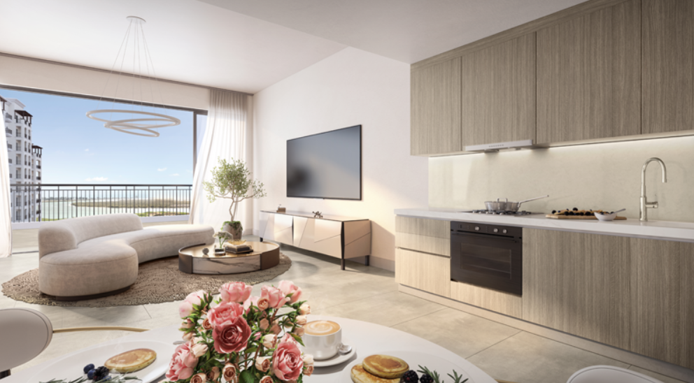 for rent in yas golf collection , open kitchen