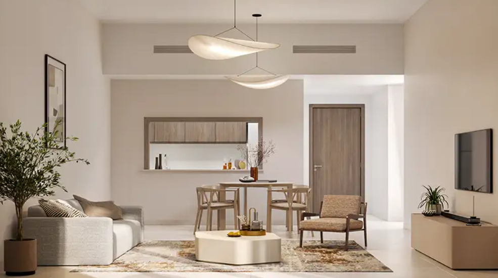 studio for rent in yas golf collection living room