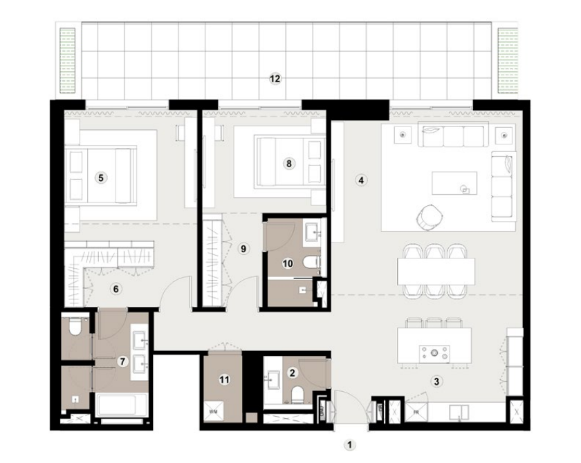 Bashayer Residences 5 2 Bedroom Unit type - 3B - Bashyer Residences Floor Plan