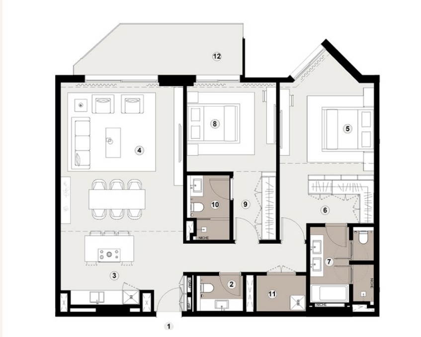 Bashayer Residences 6 2 Bedroom unit type - 6A Residences Floor Plan