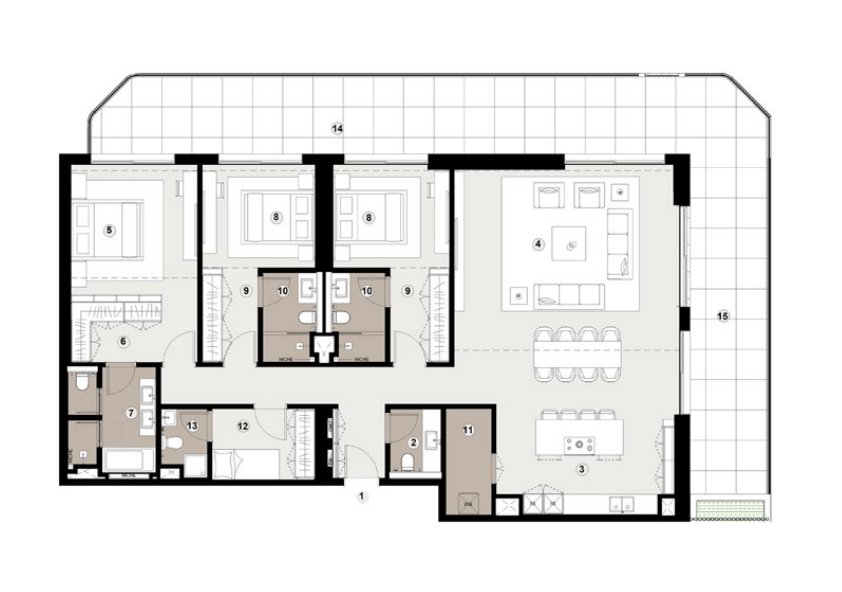 Bashayer Residences 9 3 Bedroom Unit Type - 2D Residences Floor Plan