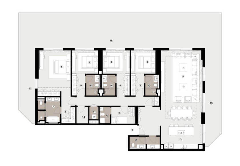 Bashayer Residences 10 Penthouses Unit Type - 1B Residences Floor Plan