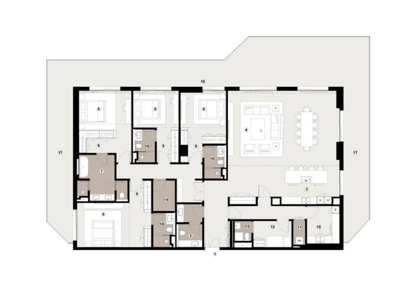 Bashayer Residences 11 Penthouses Unit Type - 2B Residences Floor Plan