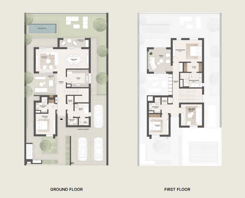 Fay Gardens by Taraf Hodlings in Masdar Cit 2 fay gardens floor plan 4 bedroom villa type 2
