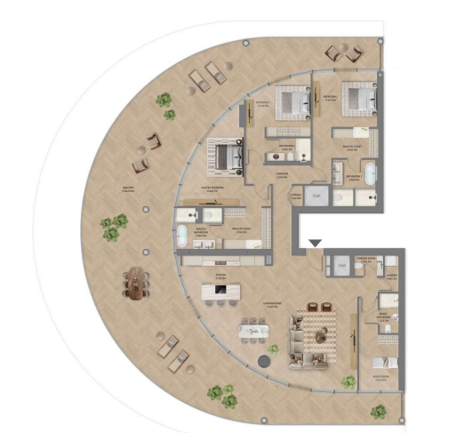 the row saadiyat floor plan three bedrom maid study