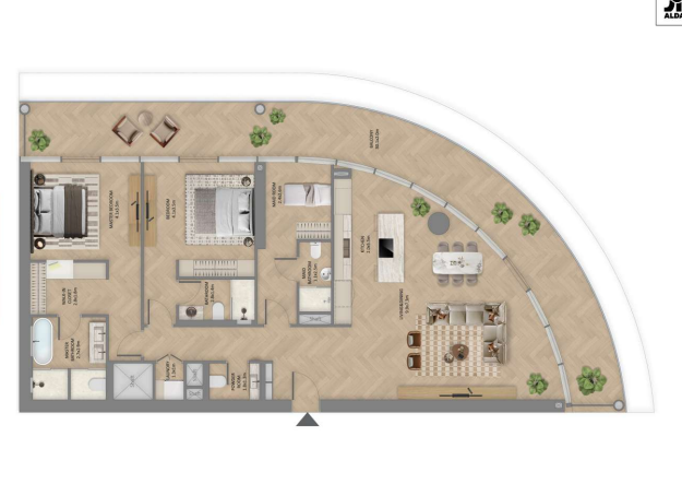 the row saadiyat floor plan two bedroom plus maid