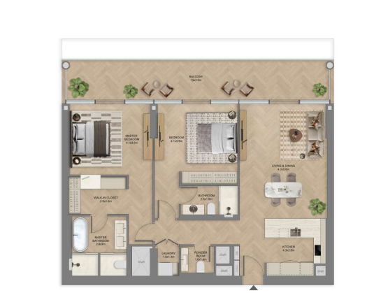 the row saadiyat floor plan two bedroom
